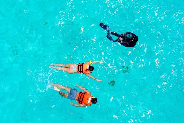 Disfrutando del tour de snorkel