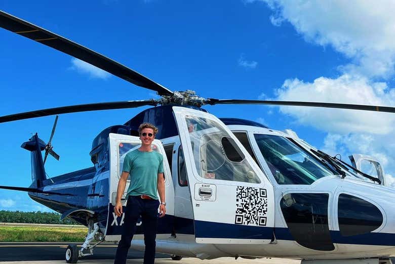 Antes de subir al helicóptero