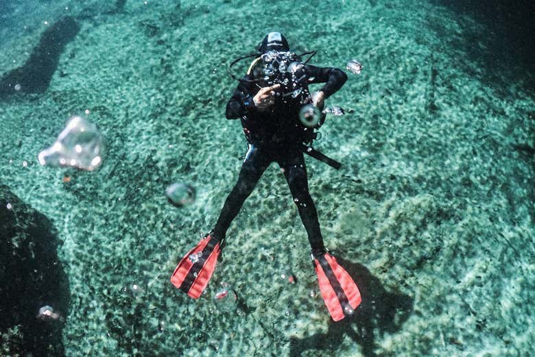 Posando bajo el agua
